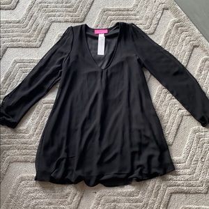 Pookie and Sebastian black chiffon dress